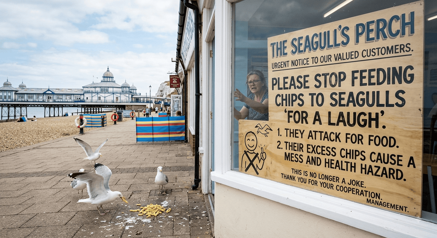 Seafront Cafe Forced To Ask Customers To Stop Feeding Chips To Seagulls "For A Laugh"