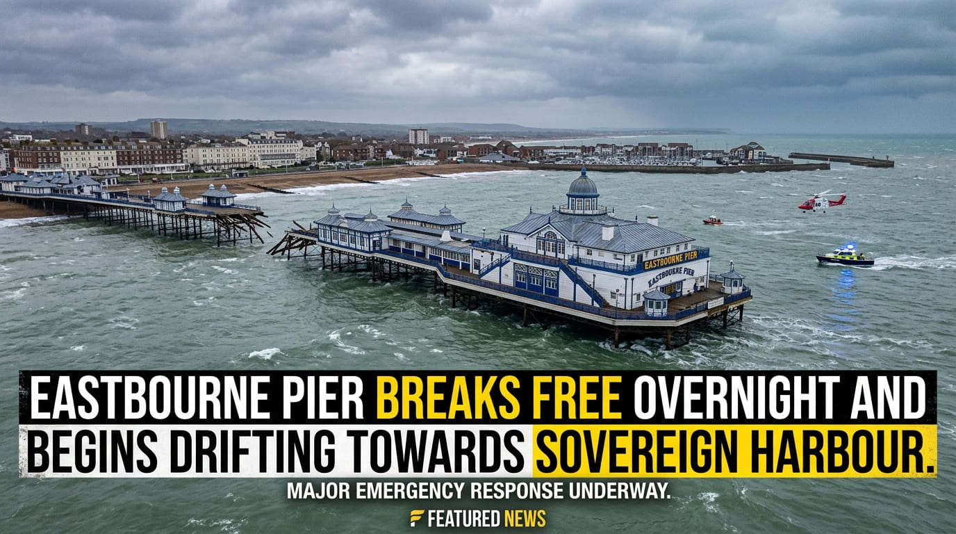 Eastbourne Pier Breaks Free Overnight And Begins Drifting Towards Sovereign Harbour