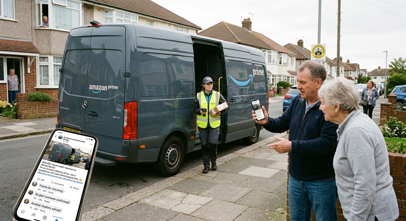 Eastbourne Community Facebook Group Successfully Identifies Suspicious Van As Amazon Delivery Driver